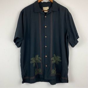 Havana Jack’s Cafe size XL Men’s Black Palm Tree Embroidered Hawaiian Shirt
